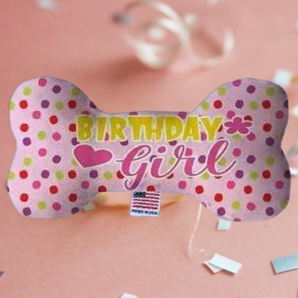 Plush Dog Bone - Birthday Girl